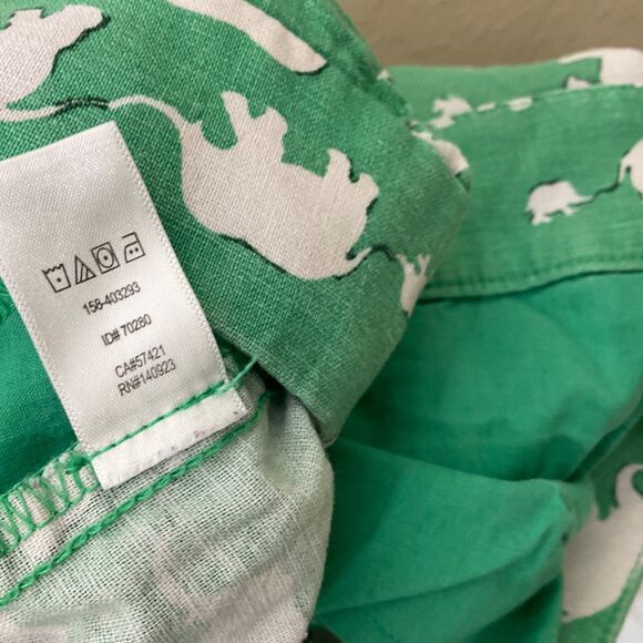 LOFT Riviera Shorts Women’s 16 Green novelty print Elephants Linen Blend - Picture 5 of 10